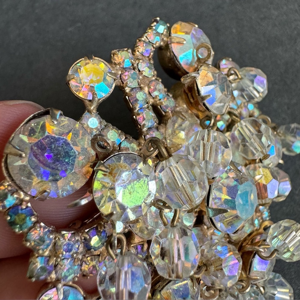 Vintage Juliana Cha Cha Brooch Aurora Borealis Crystal Rhinestone Pin Iridescent - Picture 6 of 12